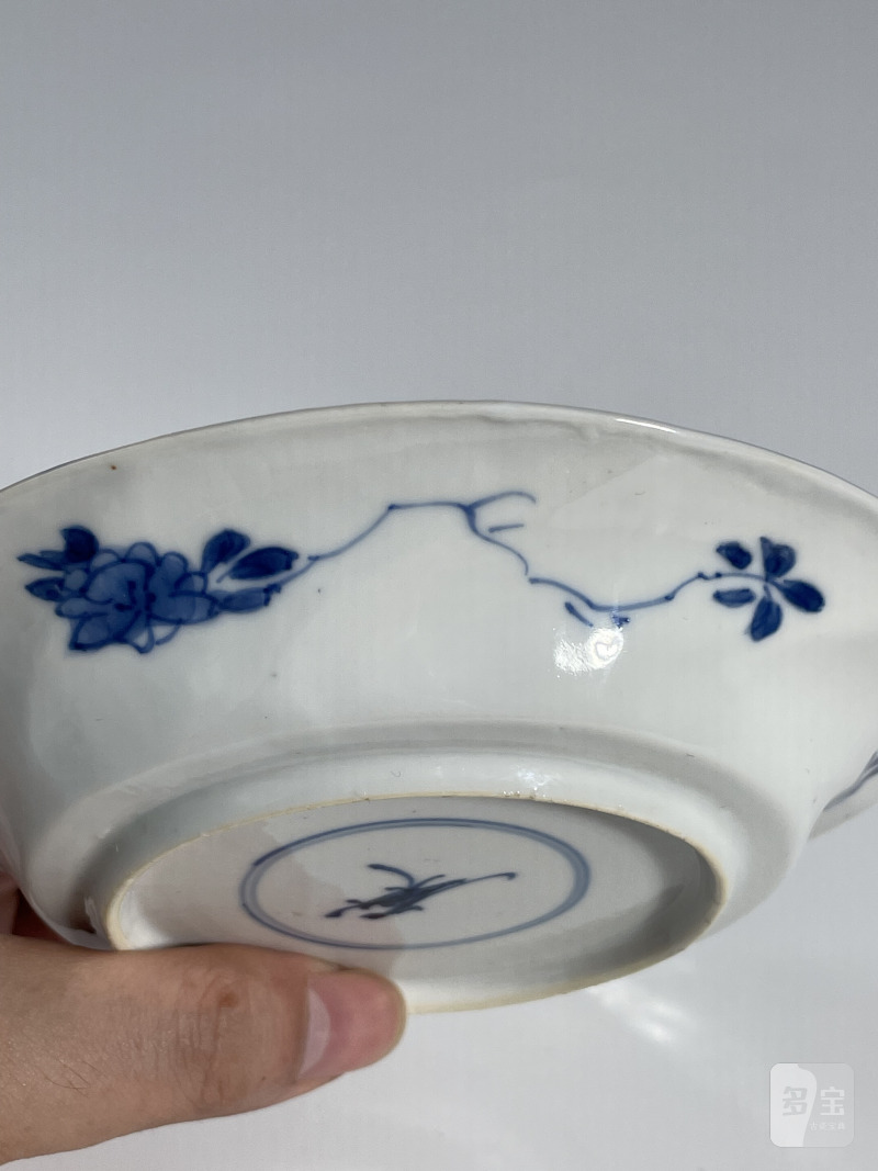 清早期 青花开光花鸟纹杯碟套组 - 图11